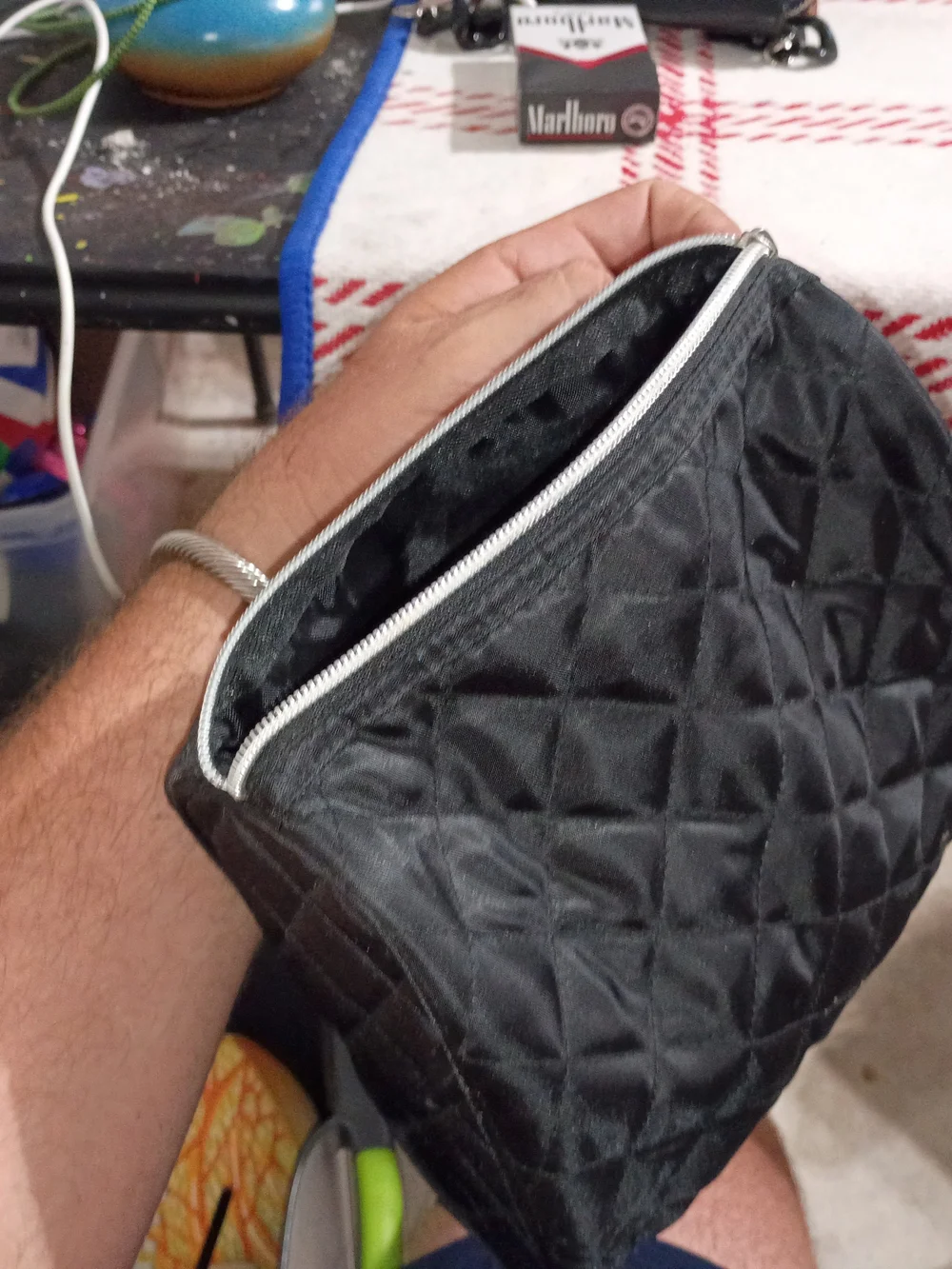 Black Quilted Women’s Cosmetic Pouch